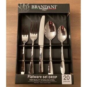 BRANDANI ITALY HIGH QUALITY STAINLESS STEEL 20 PC FLATWARE SET NEW IN BOX "DROP"